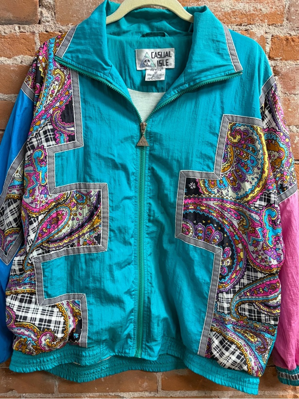 VTG Casual Isle Abstract Retro Funky Paisley Windbreaker Jacket Women’s Medium